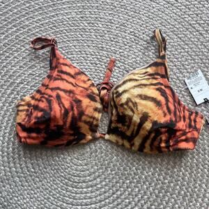 Shade & Shore Tiger print bikini top with underwire Sz 36D